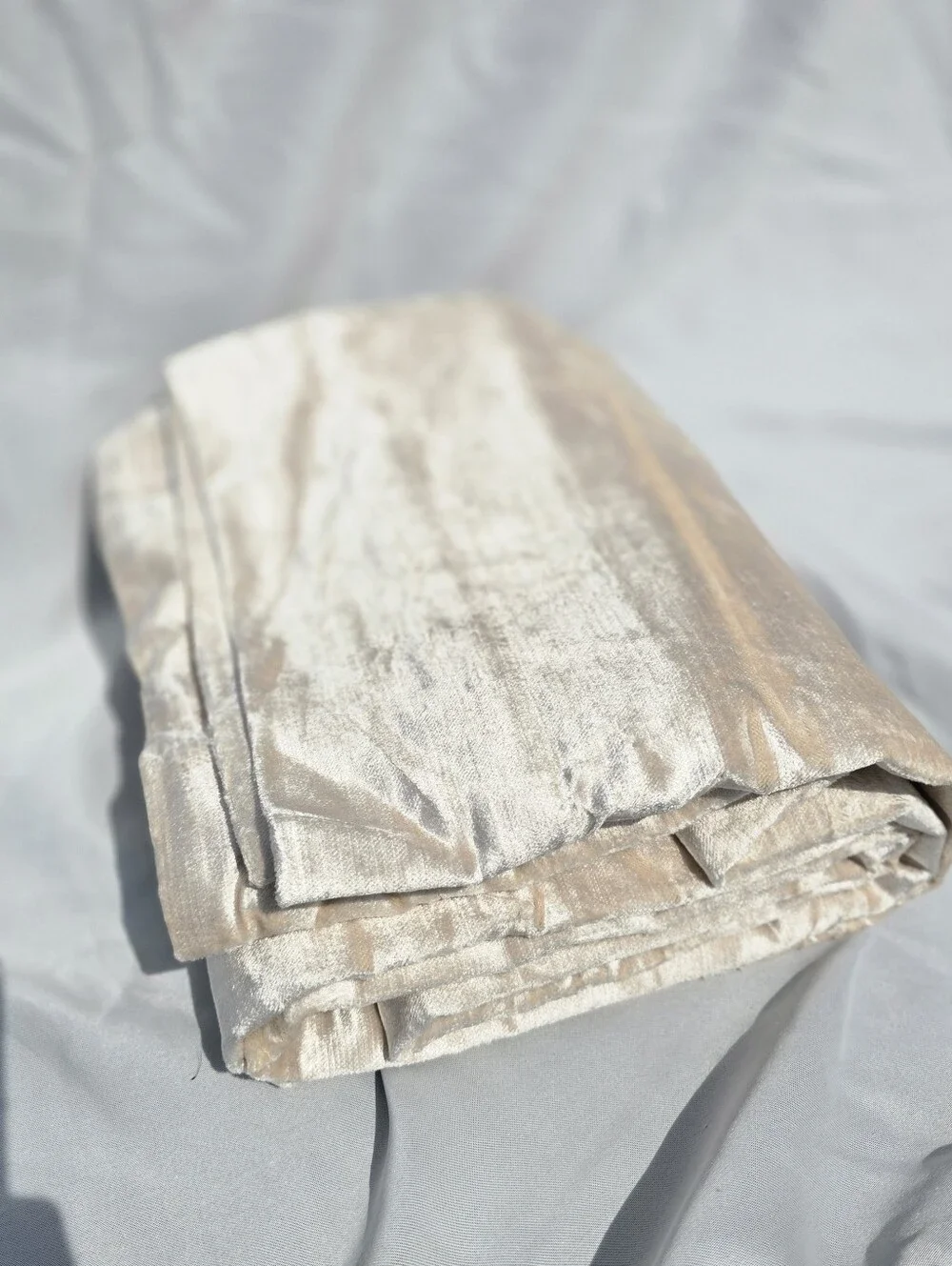 New! Quince Luster Velvet Champagne Curtains, 48